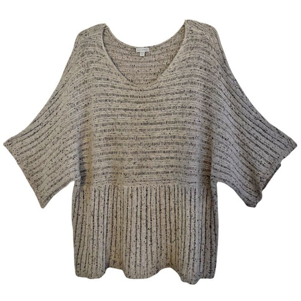 J Jill Kimono Pure Jill Sweater Womens Sz L Oatmeal Relaxed Oversized Lagenlook - Picture 2 of 14